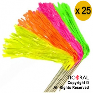 PORRA LARGA PLASTICA MULTICOLOR FLUO x 25